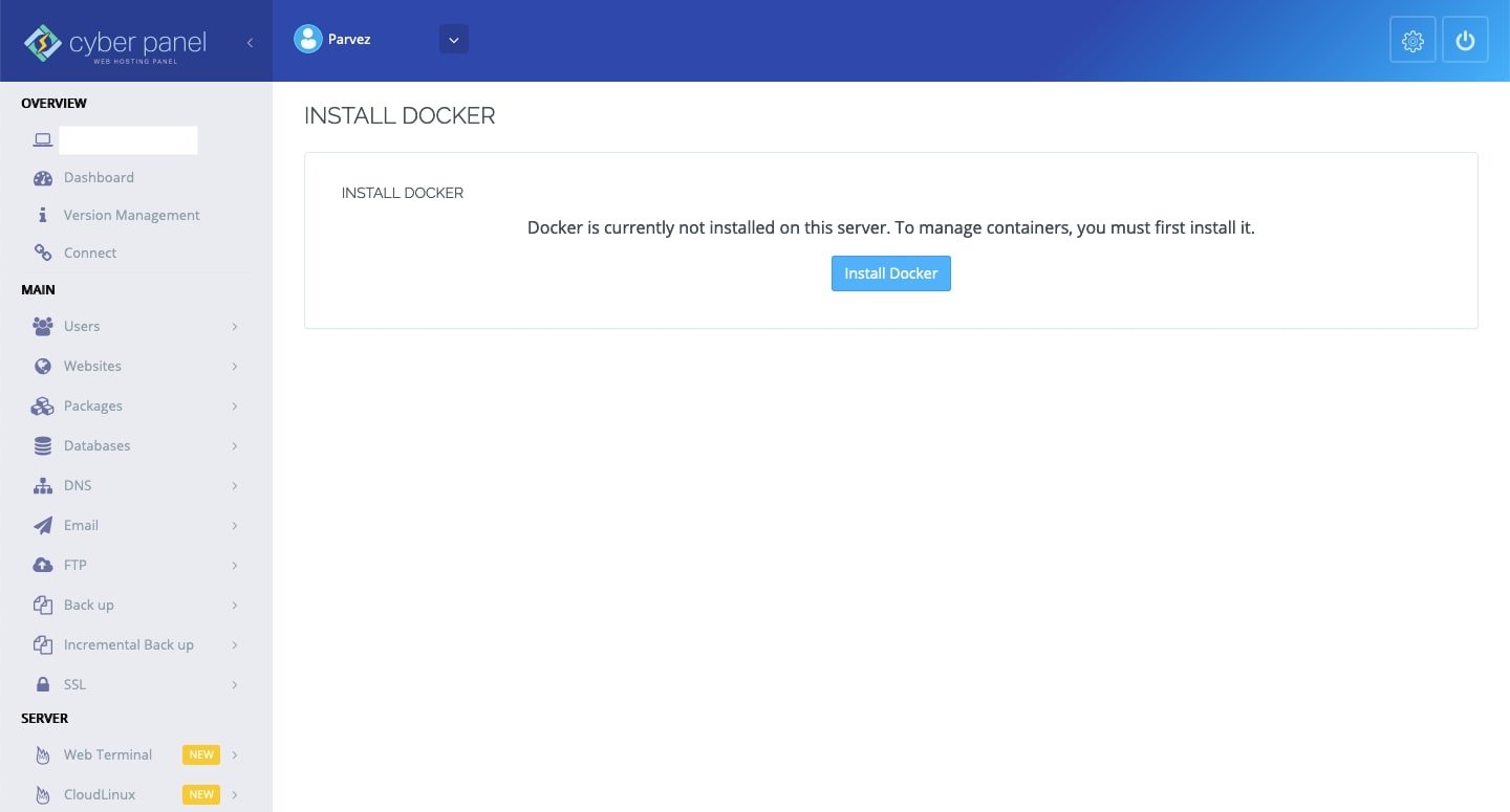 Installing Docker in CyberPanel